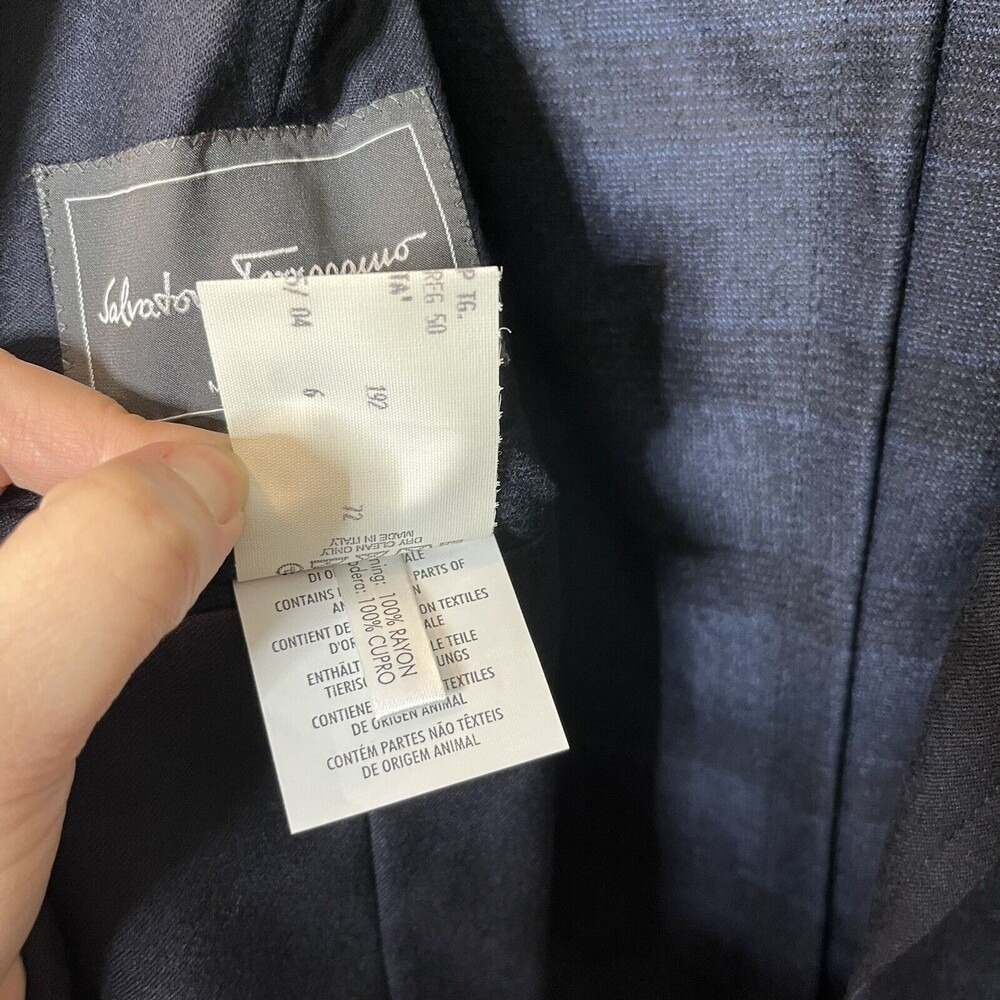 Salvatore Ferragamo Plaid Sport Coat Men's 40R EU50R Blue 2 Button Wool Blend - Picture 10 of 13